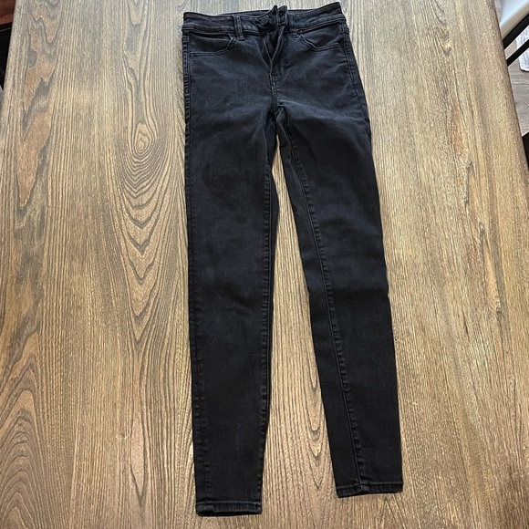 American Eagle Skinny Jeans High Rise Next Level Stretch Denim Black Size 2 - Picture 1 of 11